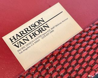 $500; 15" x 15" x 18"; Harrison Van Horn textured stool (view of label)