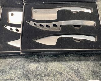 $60 per set (2 sets available); Legnoart 3-piece cheese knife set in box