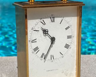 $550; Tiffany & Co brass desk clock