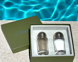$150; sterling Christofle salt and pepper shaker set