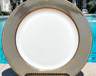 $2000; set of 12 Christofle Porcelaine gold gilded chargers (sell new for $280 each) WOW Stunning!! We have all the boxes