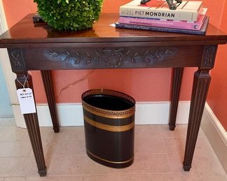 $600 - Fold top Table made in Italy - 34.5x18x29.5; $200 - Chelsea House Robbins wastebasket - Sells new for $370