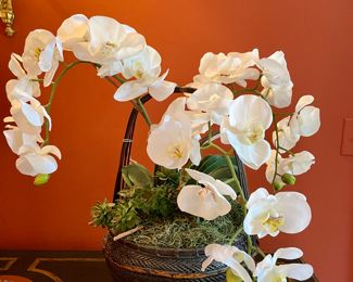 SOLD - Beautiful faux orchid in a basket