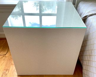 $400/each - Custom chevron design cubed end/side table (2 available) - 24x24x22.5. 