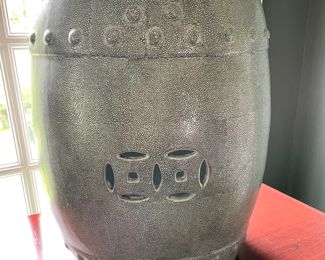 $250; 14" x 18"; hand-crafted ceramic garden stool with unique finish