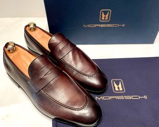 SOLD--EU size 42, US size 10.5; Men's Moreshci  Italian leather loafers (retail for $495) plus many other shoes and bedroom slippers