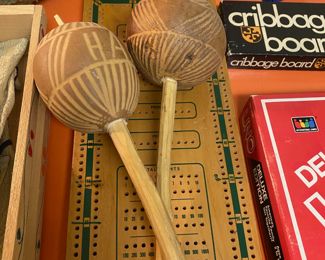 2 Carved Wood Rattles