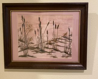 Cattail Painting by Laura