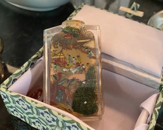 Encased Perfume Bottle - Asian Village Design