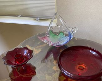 Multicolored Murano Blown Glass Basket, 