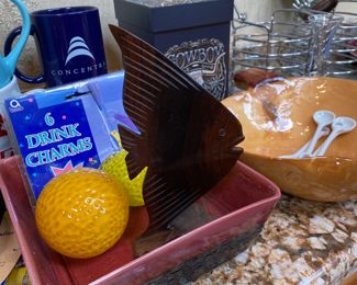 Wood Carved Angel Fish Sculpture