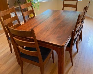 Dining Table with 6 Slat Back Dining Chairs