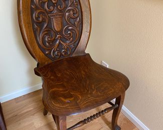 German Black Forest Carved Wood Hall Chair
