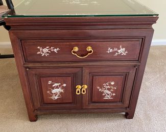 Asian Rosewood Cabinet/Side Table with Mother of Pearl Design