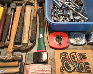 Assortment of Hammers, Hatchet