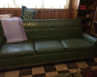SteelKraft Sleeper sofa in dark green durable vinyl upholstery!  ManCave Must!