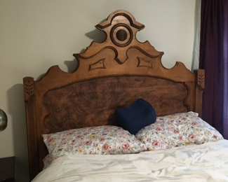 Beautiful and unusual two tone Antique bed, double size, absolutely lovely!  Mattress/springs in very good shape, sold separately... a must have!