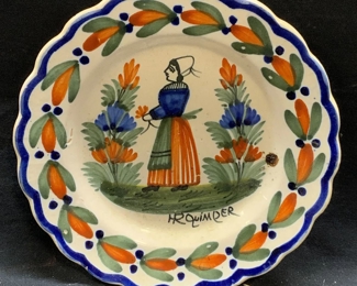 QUIMPER Art Pottery Figural Dish, France
