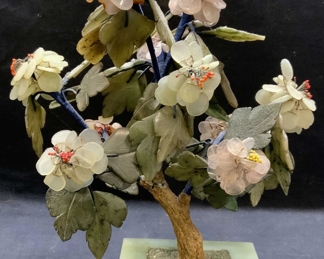 Jade & Natural Stone Bonsai Money Tree Figural
