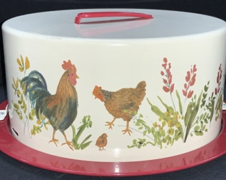 PAULA DEEN Painted Aluminum Cake Dish & cover

