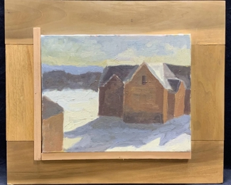 Signed Winter Scene Oil Painting
