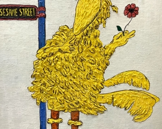 Signed & Framed Sesame Big Bird Acrylic Painting
