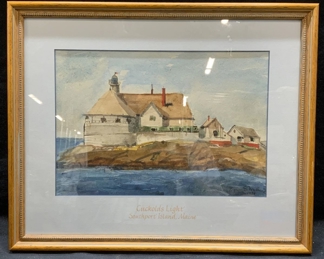 Signed Miller Southport Island Watercolor Painting
