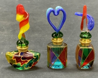 Lot 3 MURANO Art Glass Mini Perfume Bottles Italy
