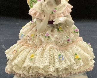 Antq Stizendorf Dresden Porcelain Lace Figurine
