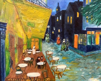S.Walkman SGND Cafe Terrace At Night Oil Painting
