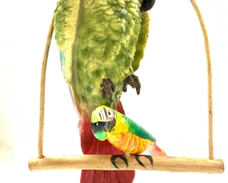 Hand Crafted & Painted Hanging Wood Parrots
