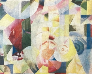 Paul Klee Style Color Blocking Litho On Fabric
