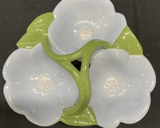 Signed MW Ceramic Flower Bowl Server
