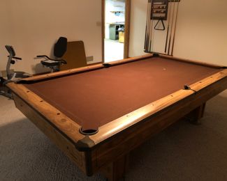 Slate top vintage pool table