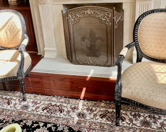 1. Pair of Henredon Upholstery Collection Carved Fauteuil Chairs (29" x 27" x 39")