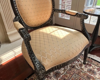 1. Pair of Henredon Upholstery Collection Carved Fauteuil Chairs (29" x 27" x 39")