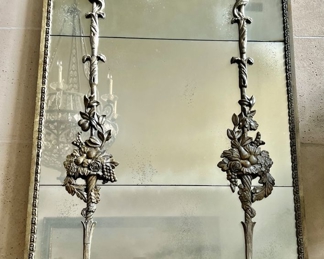 18. Antiqued Glass Mirror w/ French Styled Frame (30" x 60")