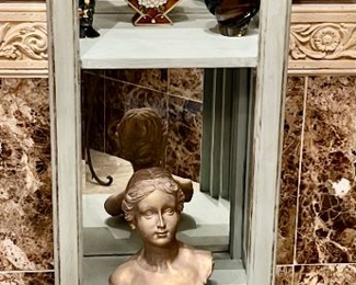 41. Light Blue Painted Display Cabinet (14" x 12" x 59")