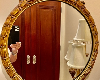 50. Round Mirror w/ Carved Frame (20" x 27")