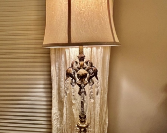66. Pair of Metal & Crystal Lamps (36")