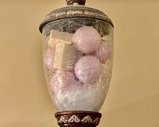 76. Metal Top Glass Urn (16")