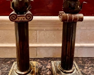 75. Pair of Metal Column Candle Holders (13")