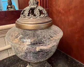 77. Metal Top Glass Urn (16")