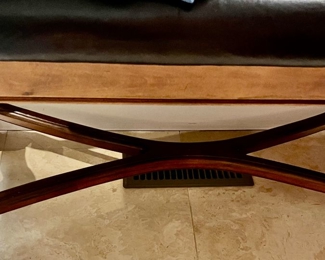 84. Black Upholstered Bench w/ Wood Base (39" x 14" x 21")