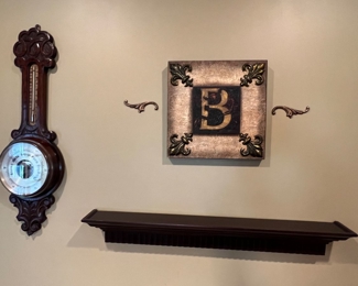 86. Carved Barometer (32" x 10")
89. Wall Shelf (36"w x 4"d)
90. Initial "B" Wall Plaque (14" x 14")