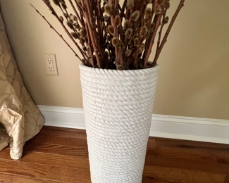 100. Pussy Willow Arrangement  in White Ceramic Vase (6")