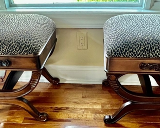 95. Pair of Benches w/ Animal Print Upholstery (21" x 18" x 20")