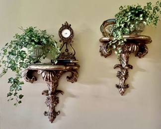 104. Pair of Gilt Scroll Wall Shelves (16" x 20")