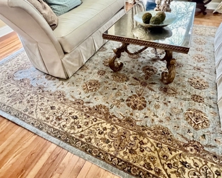 94. Blue & Tan Handwoven Wool Rug (14'2" x 10')