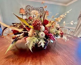 115. Silk Floral Arrangement in Gold Footed Bowl (38" x 24" x 24")